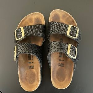 Black Snake Skin Arizona Birkenstocks